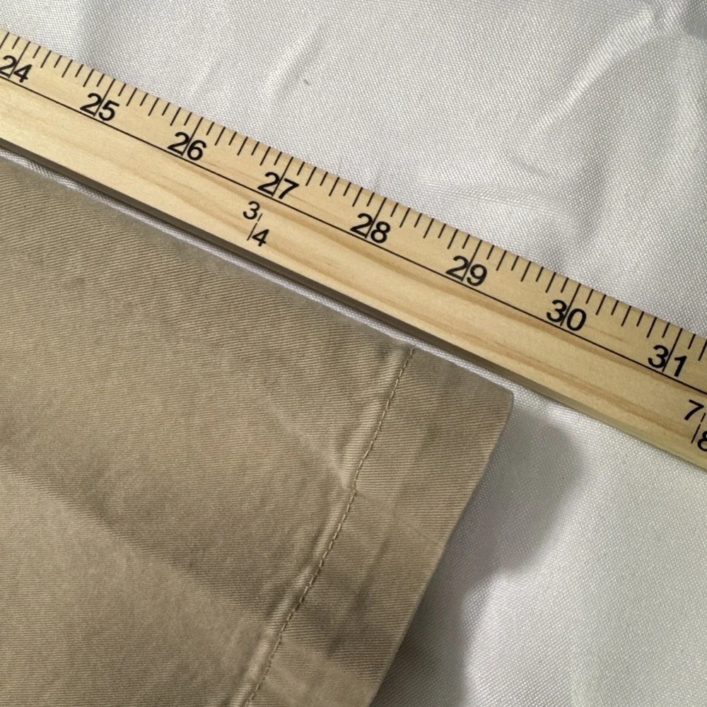 Eddie Bauer Legendwash Beige Chino Pants 32W Size 6 Curvy Flat Front Stretch